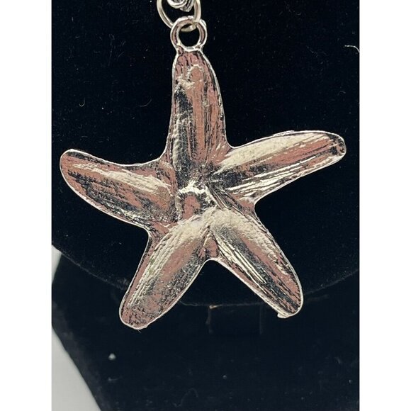Silvertone Oversized Rhinestone Starfish Pendant On Chain Necklace‎ Mermaidcore - Picture 3 of 4